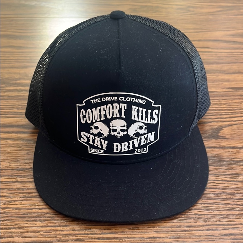 New The Drive Clothing Comfort Kills black trucker hat